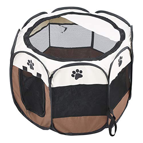 TOPINCN Pet Mesh Cage Tragbares Training und Spielzelt mit Reißverschluss Türen, Geräumigem Innenraum für Kleine Bis Mittlere Hunde, Hält Haustiere Im Innenbereich und Im Freien, Ideal für (Brown) TOPINCN Pet Mesh Cage Tragbares Training und Spielzelt mit Reißverschluss Türen, Geräumigem Innenraum für Kleine Bis Mittlere Hunde, Hält Haustiere Im Innenbereich und Im Freien, Ideal für (Brown) von TOPINCN