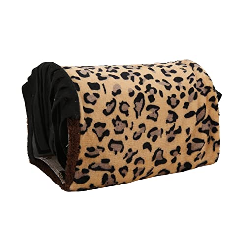 TOPINCN Pet Tunnel Flanell Leopard Versteckschlauch für Hamster Meerschwein (Beige) von TOPINCN