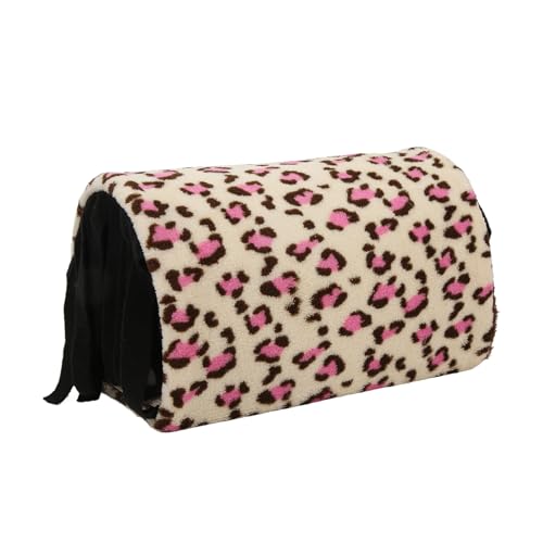 TOPINCN Pet Tunnel Flanell Leopard Versteckschlauch für Hamster Meerschwein (PINK) von TOPINCN