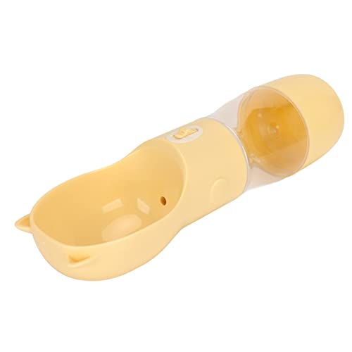 TOPINCN Tragbarer Welpen-Wasserspender, Hundesichere Wasserflasche, Passendes Umhängeband, Angemessene Flaschenkrümmung mit Leckerli-Behälter für das Laufen mit Welpen (Gelb) von TOPINCN