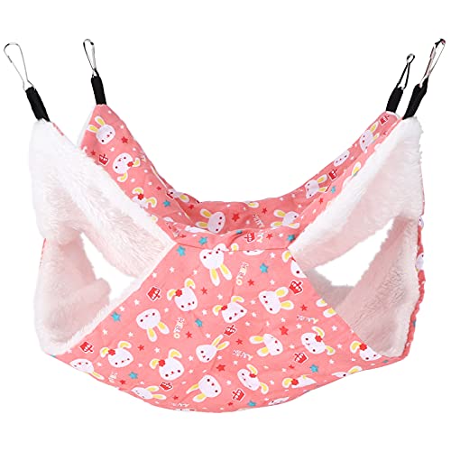 TOPINCN Wärme Haustier Doppelschicht -Hängematte, Feine Textur Hängende Eichhörnchen Schlafsack für Kleine Haustiere, für Kleine Haustierkäfig, Baumwolltuch + Plüsch (PINK) von TOPINCN