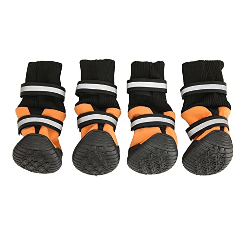 TOPINCN Wanderschuhe für Hunde, Verstellbare Orangefarbene Hundestiefel, Reflektierend, Verhindern Rutschen, wasserdichte, Weiche Wanderschuhe für Regnerische Tage (XL) von TOPINCN
