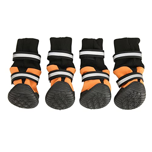 Wanderschuhe für Hunde, Verstellbare Orangefarbene Hundestiefel, Reflektierend, Verhindern Rutschen, wasserdichte, Weiche Wanderschuhe für Regnerische Tage (XL) von TOPINCN