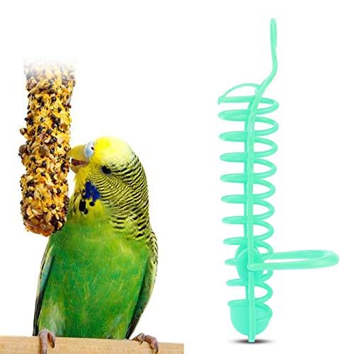 Vogelfutterhalter, Kunststoff Haustier Papageien Futterkorb Papageien Obst Gemüse Hirse Halter mit Sitzstange Vogel Futtersuche Spielzeug für Sittiche Kakadus und andere Vögel (grün) von TOPINCN