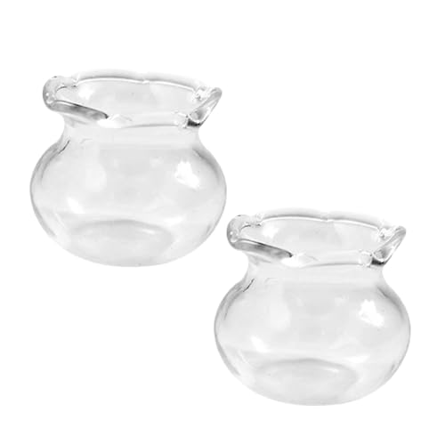 TOPPERFUN 2 Stück Fischglas-Aquarium Miniatur-Aquarium Puppenhaus Zubehör DIY Fischbehälter Bastelbedarf Fischglas Puppenhaus Accessoires kleines Mini-Aquarium Fischglas klein Transparent von TOPPERFUN