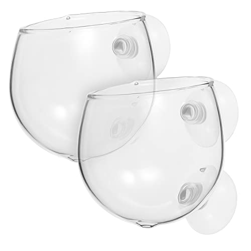 TOPPERFUN 2 Stück Pflanztöpfe für Aquarien mit Saugnäpfen Dekorative Aquarienpflanzenhalter aus Hochborosilikatglas für Optimale Sauerstoffzirkulation und Pflanzenwachstum von TOPPERFUN