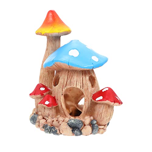 TOPPERFUN Aquarium Dekoration Pilzhaus Für Fische Und Garnelen Versteck Höhle Aus Resin Fischtank Deko Für Süßwasser Attraktive Fischversteck-deko Für Aquarien von TOPPERFUN
