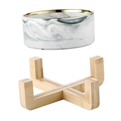 TOPPERFUN Nordic Style Katzen und Hundenapf mit Holzständer Marmorierte Futterschüssel für Haustiere für Wasser und Futter mit Goldenen Akzenten TOPPERFUN Nordic Style Katzen und Hundenapf mit Holzständer Marmorierte Futterschüssel für Haustiere für Wasser und Futter mit Goldenen Akzenten von TOPPERFUN
