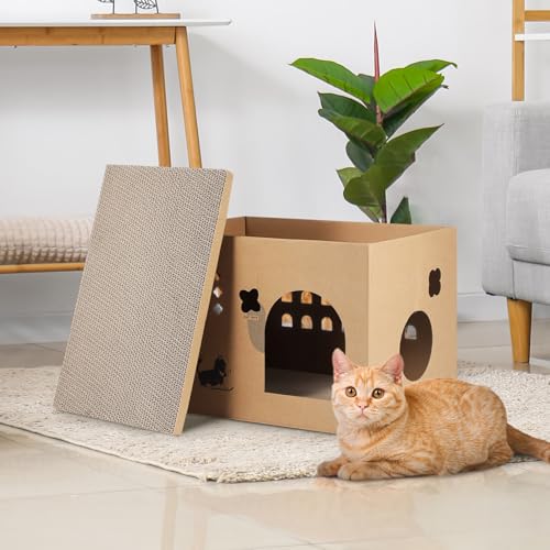 TOPPERFUN Süßes Katzenhaus 16 9X11. 8X11. 8 Zoll Einfaches Vertikales Katzenhaus Doppellagiges Katzenbett Aus Wellpappe Großes Katzenkratzbrett Für Drinnen Und Draußen TOPPERFUN Süßes Katzenhaus 16 9X11. 8X11. 8 Zoll Einfaches Vertikales Katzenhaus Doppellagiges Katzenbett Aus Wellpappe Großes Katzenkratzbrett Für Drinnen Und Draußen von TOPPERFUN
