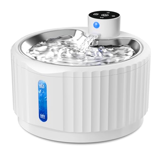 Katzenbrunnen, 2.8L Trinkbrunnen für Katze Kabellos, 4000mAh katzentrinkbrunnen mit bewegungsmelder, Wasserbrunnen mit Ersatzfiltern, Wasserspender Katzen, Leise Wasserpumpe, Tablett aus Edelstahl Katzenbrunnen, 2.8L Trinkbrunnen für Katze Kabellos, 4000mAh katzentrinkbrunnen mit bewegungsmelder, Wasserbrunnen mit Ersatzfiltern, Wasserspender Katzen, Leise Wasserpumpe, Tablett aus Edelstahl von TOPPLEE