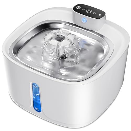 3.2L Trinkbrunnen für Katze Kabellos, Katzenbrunnen Kabellos für Katzen mit Bewegungsmelder Große Kapazität Katzentrinkbrunnen,4000mAh,Leise Wasserpumpe, Tablett aus Edelstahl für Katze, Weiß 3.2L Trinkbrunnen für Katze Kabellos, Katzenbrunnen Kabellos für Katzen mit Bewegungsmelder Große Kapazität Katzentrinkbrunnen,4000mAh,Leise Wasserpumpe, Tablett aus Edelstahl für Katze, Weiß von TOPPLEE