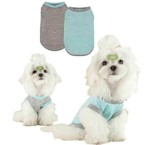 TOPSOSO 2 Stück Hunde Tshirt Schnell Trocknend Atmungsaktiv Bequem Katzen Kleidung Hund Sommer Shirt Niedlich Mode Chihuahua Kleidung Geeignet für kleine bis mittelgroße Hunde Katzen Grau und Grün XXL TOPSOSO 2 Stück Hunde Tshirt Schnell Trocknend Atmungsaktiv Bequem Katzen Kleidung Hund Sommer Shirt Niedlich Mode Chihuahua Kleidung Geeignet für kleine bis mittelgroße Hunde Katzen Grau und Grün XXL von TOPSOSO