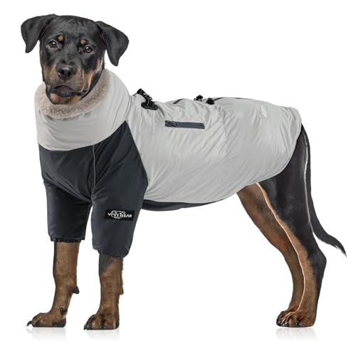 Hundejacke Winter Kaschmir-Futter mit Wasserdichter Regenjacke Hunde Reißverschlusstaschen Reflektierende Streifen Verstellbarer Kordelzug Hundemantel Warme D-Ring-Schnalle am Hundegurt Grau M Hundejacke Winter Kaschmir-Futter mit Wasserdichter Regenjacke Hunde Reißverschlusstaschen Reflektierende Streifen Verstellbarer Kordelzug Hundemantel Warme D-Ring-Schnalle am Hundegurt Grau M von TOPSOSO