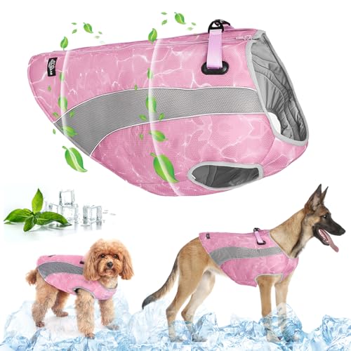 Hundekühlmantel, Sommerkühlweste für Welpen mit Sonnenschutz, Verdunstungskühlung - sichere, effektive, atmungsaktive Mesh-Eisweste mit verstellbarem Reißverschluss und reflektierender Kühljacke, XL Hundekühlmantel, Sommerkühlweste für Welpen mit Sonnenschutz, Verdunstungskühlung - sichere, effektive, atmungsaktive Mesh-Eisweste mit verstellbarem Reißverschluss und reflektierender Kühljacke, XL von TOPSOSO