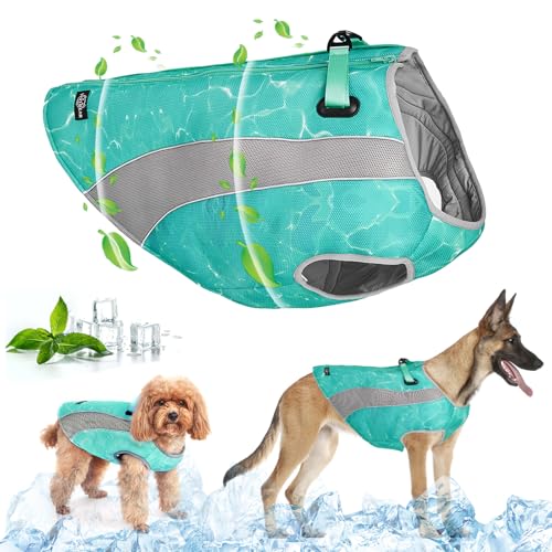 Hundekühlmantel, Sommerkühlweste für Welpen mit Sonnenschutz, Verdunstungskühlung - sichere, effektive, atmungsaktive Mesh-Eisweste mit verstellbarem Reißverschluss und reflektierender Kühljacke, XL Hundekühlmantel, Sommerkühlweste für Welpen mit Sonnenschutz, Verdunstungskühlung - sichere, effektive, atmungsaktive Mesh-Eisweste mit verstellbarem Reißverschluss und reflektierender Kühljacke, XL von TOPSOSO