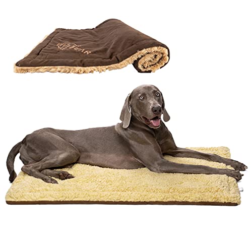 TOPSOSO Hundebett-Matte, Hundekäfig-Matte für große Hunde, maschinenwaschbar, lufttrocknend, Haustierbett-Matte zum Schlafen und Entspannen, Haustier-Hundehütte für drinnen und draußen (braun) von TOPSOSO