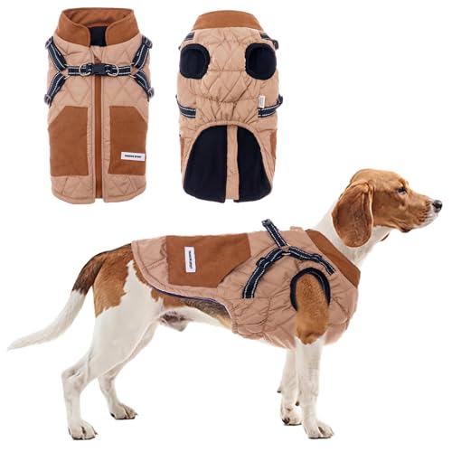 TOPSOSO Hundejacke Warme Hundemantel Winter mit Geschirr Taschen Winterjacke für Hunde Reißverschluss Reflektierenden Streifen Doppel-D-Ring Hunde Winterweste Mode Patchwork für Kleine Hunde(Khaki L) TOPSOSO Hundejacke Warme Hundemantel Winter mit Geschirr Taschen Winterjacke für Hunde Reißverschluss Reflektierenden Streifen Doppel-D-Ring Hunde Winterweste Mode Patchwork für Kleine Hunde(Khaki L) von TOPSOSO