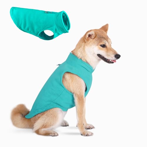 TOPSOSO Hundejacke Warme Revers Elastisch Leichte Hunde Fleece Weste Weich und Bequem Winter Hundemantel Mode Einfarbig Hundewestenjacke mit D-Ring Geeignet für Kleine Katzen und Hunde(Grün XL) von TOPSOSO