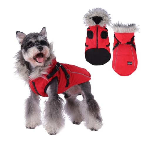 TOPSOSO Hundejacke Winterweste Dehnbar Daunenjacke Hoodie mit Geschirr Doppelte D-Ring Hundemantel für Hunde Winter Reflektierender Streifen Hundewinterjacke Reißverschluss für Mittlere Hunde(Rot XXL) TOPSOSO Hundejacke Winterweste Dehnbar Daunenjacke Hoodie mit Geschirr Doppelte D-Ring Hundemantel für Hunde Winter Reflektierender Streifen Hundewinterjacke Reißverschluss für Mittlere Hunde(Rot XXL) von TOPSOSO