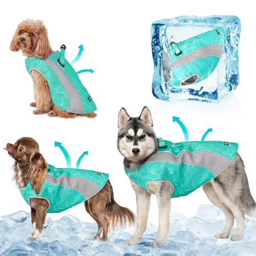 TOPSOSO Kühlweste für Hunde, 2024 Upgraded Breathable Kühlweste Hund, EIS-Seide Hunde Kühlweste, Dual Adjustable Reißverschlüsse D-Ring-Verschluss, Geeignet für Hunde im Sommer Draußen(Grüner, M) TOPSOSO Kühlweste für Hunde, 2024 Upgraded Breathable Kühlweste Hund, EIS-Seide Hunde Kühlweste, Dual Adjustable Reißverschlüsse D-Ring-Verschluss, Geeignet für Hunde im Sommer Draußen(Grüner, M) von TOPSOSO