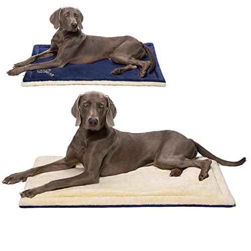 TOPSOSO Großes Hundebett, waschbar, ultraweich und warm, wendbar, luxuriöses Fell, für kaltes Wetter oder Winter, Blau von TOPSOSO
