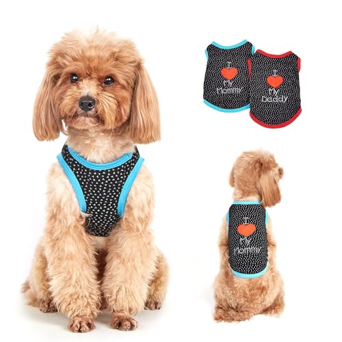 TOPSOSO 2 Stück Welpen Hunde-Shirts Weiches Atmungsaktives ärmelloses Hemd Welpen-Sommerstil Spot Love Sweatshirt Liebe Mama Papa Geeignet für Haustier-Chihuahua-Kleidung für Kätzchen und Welpen L TOPSOSO 2 Stück Welpen Hunde-Shirts Weiches Atmungsaktives ärmelloses Hemd Welpen-Sommerstil Spot Love Sweatshirt Liebe Mama Papa Geeignet für Haustier-Chihuahua-Kleidung für Kätzchen und Welpen L von TOPSOSO