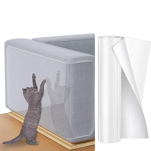 Kratzschutz Katze Tape (21 cm x 3 m),Kratzschutz Sofa Katze,Anti Kratz Folie Für Katzen,Katzen Kratzschutz,Sofa Transparent Kratzschutz Pad,für Couch Tür Wand Kratzabwehr von Katzen Hunde. von TOPZFL