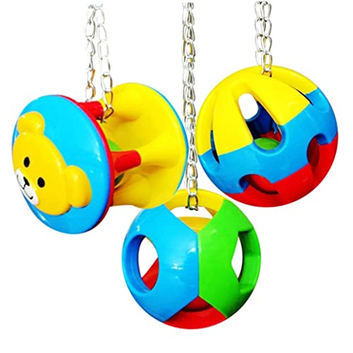 Papageienspielzeug, Vogelkauen Spielzeug Papageien Mini -Kugeln Nibble Toy Bells Vogelkäfig Dekoration Buntes Mini -Hang -Spielzeug zum Spaß 3 PCs von TOPofly