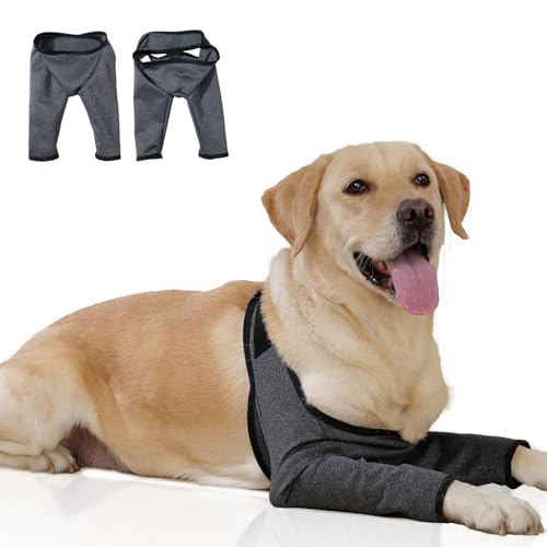 Hunde-Genesungsärmel für Vorderbeine, Doppelbein-Kegelhalsband, wasserdicht und waschbar, abriebfest, verhindert Lecken, Kratzer und Beißen (Heather Grey, XXXL) von TORJOY