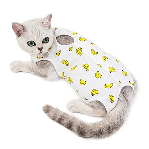 Professioneller chirurgischer Genesungsanzug für Katzen, E-Halsband, Alternative für Katzen und Hunde, nach Operationen, Pyjamaanzug, Heimtierkleidung, Banane, Größe M von TORJOY
