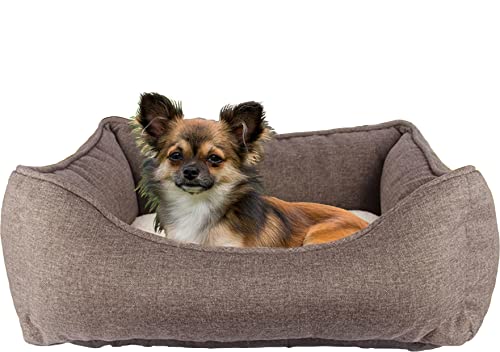 TORMAYS Hundebett, sehr weich, langlebig, Plüsch, rechteckig, mit rutschfester Unterseite, für kleine, mittelgroße Hunde (50 x 40 x 17 cm), Braun von TORMAYS