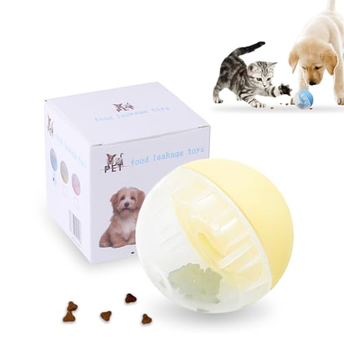TORMEN Dog Treat Ball Toy, Pet Zone IQ Dispensing Interactive Food Dispenser Puzzle for Pets Adjustable Difficulty, Durable Leak-resistant Ball, Treat-Dispensing Toy for Exercise & Fun (Yellow) von TORMEN