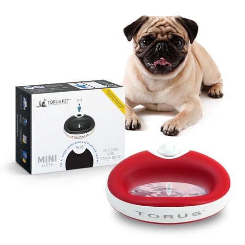 Torus Pet Mini Filtered Water Bowl (Red) - 1 Liter – Home and Travel Bowl - Autofill - Portable - Antimicrobial - BPA Free - Cat - Small Dog von Torus