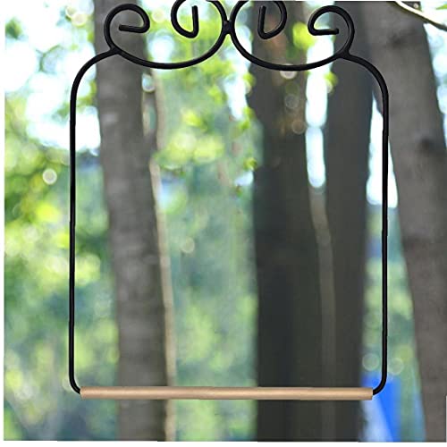 2 Stück Swing Metallrahmen Vogel Swing Spielzeug Holzstange Outdoor Hängender Ständer Für Wildvogel von TOSSPER