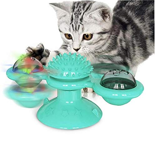 TOSSPER Cat Drehscheibe Spielzeug Windmühle Teasing Interactive Hundekauen-Spielzeug Catnip Cat Verkratzen Tickle Supplies Grün von TOSSPER