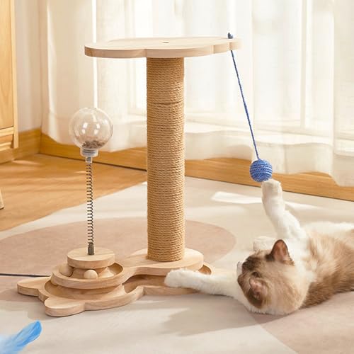 TOTHDATE 4 IN 1 Katzenkratzbaum Mit Hängendem Sisalball, Hölzernes Katzenspielzeug Kugelbahn Leckerli Spielzeug Für Wohnungskatzen Kätzchen TOTHDATE 4 IN 1 Katzenkratzbaum Mit Hängendem Sisalball, Hölzernes Katzenspielzeug Kugelbahn Leckerli Spielzeug Für Wohnungskatzen Kätzchen von TOTHDATE