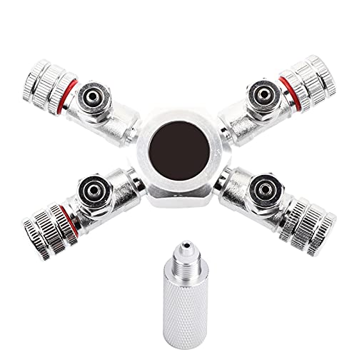 TOUISEDGI Aquarium CO2 Splitter Valve Fish Tank Multi Ways Distributor Split to Different Outlets and Anti-Slip Design for Precise Regulation of CO2 and Pressure Gauge Connector (4 Passes) von TOUISEDGI