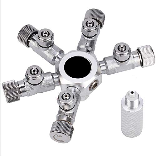 TOUISEDGI Aquarium CO2 Splitter Valve Fish Tank Multi Ways Distributor Split to Different Outlets and Anti-Slip Design for Precise Regulation of CO2 and Pressure Gauge Connector (5 Passes) von TOUISEDGI