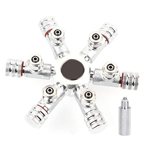 TOUISEDGI Aquarium CO2 Splitter Valve Fish Tank Multi Ways Distributor Split to Different Outlets and Anti-Slip Design for Precise Regulation of CO2 and Pressure Gauge Connector (6 Passes) von TOUISEDGI