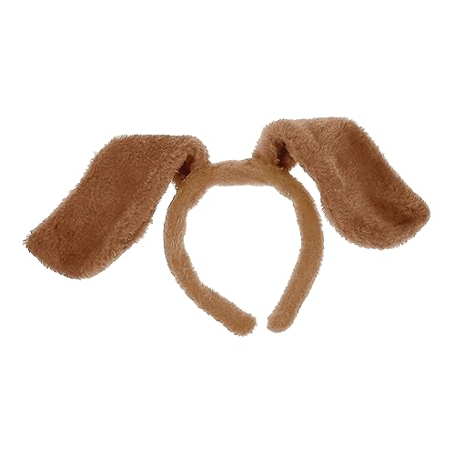 TOVINANNA 1 Stück Hundeohrstirnband Stirnband Mit Welpenohren Mädchen Haustier Plüsch-Tier-stirnbänder Hundestirnband Geformt Fuchs Festival-Haarband Party Tiere Lockig Fell Polyester Brown von TOVINANNA