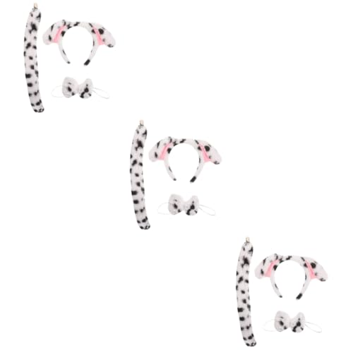 TOVINANNA 3 Sets Hundeohr Stirnband Mit Fliege Geburtstagszubehör Hat Ankleiden Welpenohr Stirnband Hundekostüm Tierstirnband Fliege Cosplay Hundeohr Stirnband Tierschwanz Plüsch von TOVINANNA