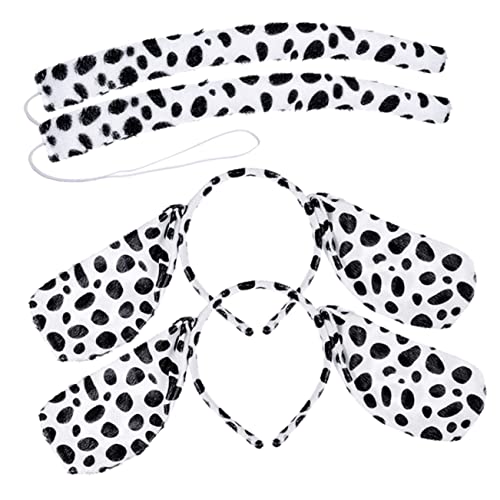 TOVINANNA 4-Teiliges Set Dalmatiner Stirnband Cosplay-Zubehör für Hunde Dalmatinerschwanz Haustier Hundetag hundeschwanz dog costume Zubehör für Tierkostüme Tier-Cosplay-Kostüm kurzer Plüsch von TOVINANNA
