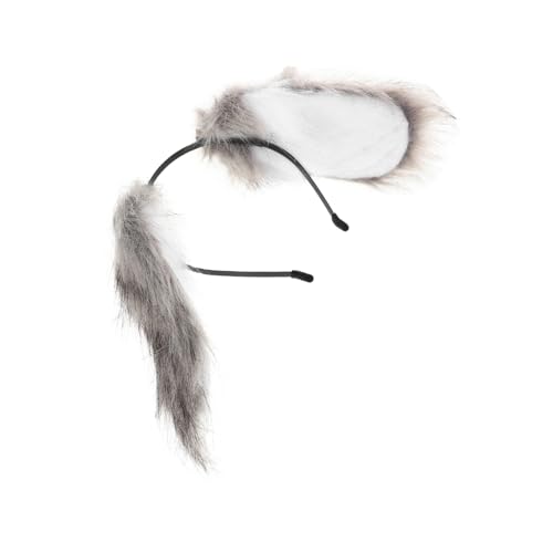 TOVINANNA Welpen Stirnband Weicher Lustiger Haustierplüschhut Cartoon-tierkopfschmuck Süßes Ohr-Stirnband Tierische Ohren Pelzige Ohren Halloween-Kopfschmuck Verkleiden Plastik Dark Grey von TOVINANNA
