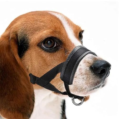 Hundemaulkorb Weiches Nylon Anti-Bellen Training Haustier Mundmaske Geschirr für kleine große Hunde verhindern vor Beißen, justierbare Schleife (S) von TOWEAR