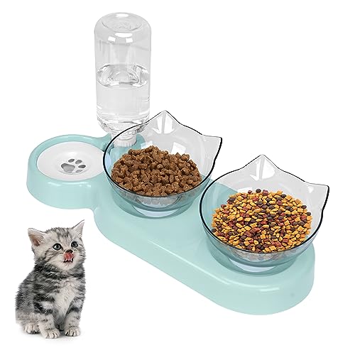 Neigbarer 15° Katzennapf, abnehmbarer verstellbarer Katzenfutternapf mit Ständer, Katze schwimmender Wassernapf mit Schwerkraft-Wasser-Futterspender, Anti-Verschütten Haustierfutter Futternapf für Neigbarer 15° Katzennapf, abnehmbarer verstellbarer Katzenfutternapf mit Ständer, Katze schwimmender Wassernapf mit Schwerkraft-Wasser-Futterspender, Anti-Verschütten Haustierfutter Futternapf für von TOWEAR