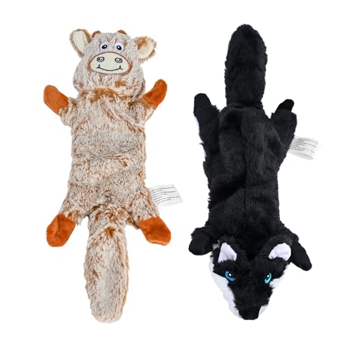 Quietschendes Plüsch-Hundespielzeug gegen Langeweile, kein gefüllter Wolf, weiches Hundespielzeug für kleine, mittelgroße und große Hunde, langlebiges Kauspielzeug, niedliche Tiere, Welpenspielzeug, von TOWEAR