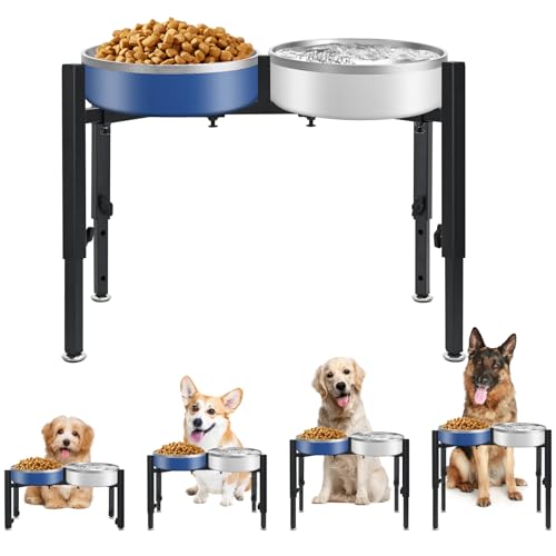 TOWEAR Erhöhter Futternapfständer für Hunde mit 4 Höhen verstellbar, 20–30 cm breit, Metall, Einzelnapfständer, stabil und rutschfest, erhöhte Futterstation für Hunde (nur Ständer) (Viereck) von TOWEAR