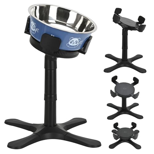 TOWEAR Hundenapf mit Ständer Edelstahl Dat Futternapf, 20° geneigt Erhöhte Dat Bowls, ABS Kunststoff Futternapf, Geeignet für kleine/mittlere/große Daten, rutschfester Ständer (Schwarz-L) von TOWEAR