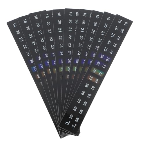10 Stück Aquarium Thermometer Aufkleber Selbstklebender Temperaturstreifen für Fischbehälter Präzise Messung mit Farbigen Ziffern für Aquarien und Fermentierung von TOYANDONA