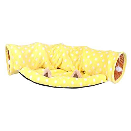 Faltbarer Tunnel und Katzenbett Tunnelspielzeug für Kleintiere Komfortabler Flanell Rabbit Hideout Halbmondförmig für Reisen von TOYANDONA